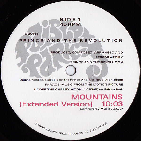 Prince And The Revolution - Mountains (Extended Version) (12") - Discogs image 3