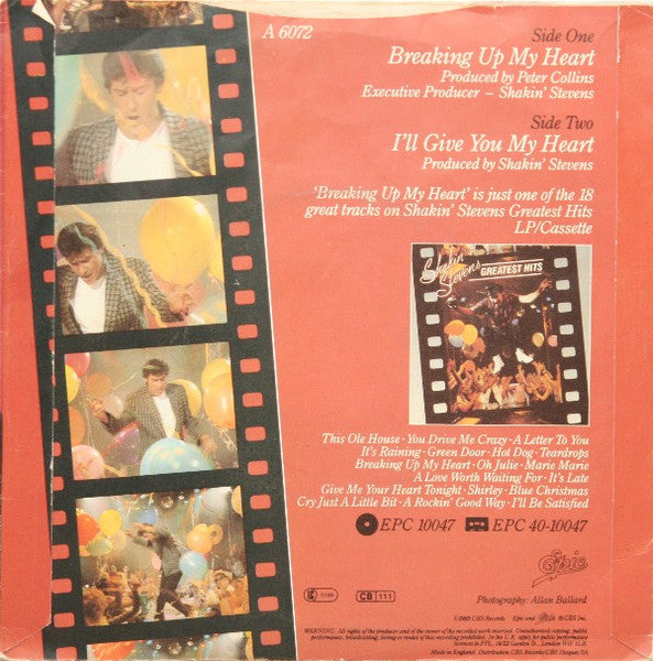 Shakin' Stevens - Breaking Up My Heart (7") - Discogs image 2