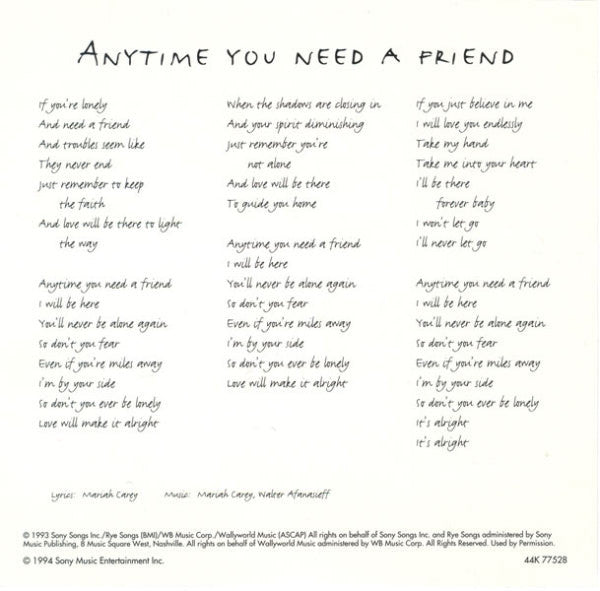 Mariah Carey - Anytime You Need A Friend (CD) - Discogs image 5