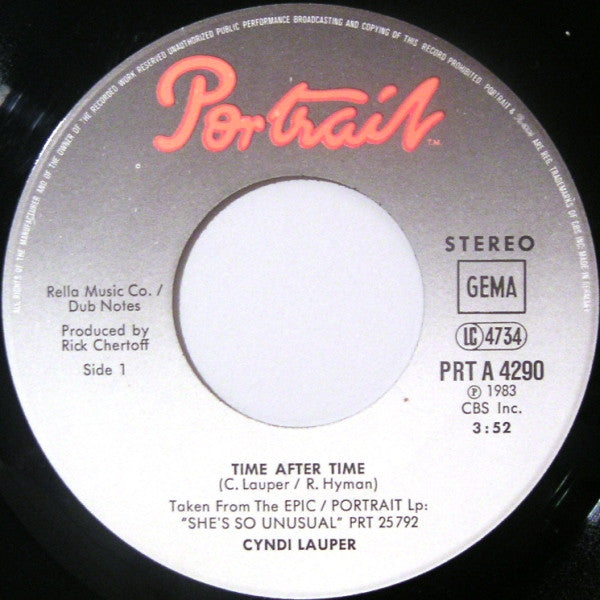 Cyndi Lauper - Time After Time (7") - Discogs image 3