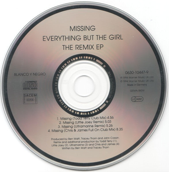 Everything But The Girl - Missing (The Remix EP) (CD) - Discogs image 3