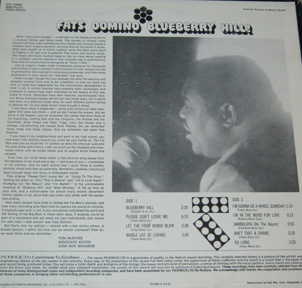 Fats Domino - Blueberry Hill (LP) - Discogs image 2