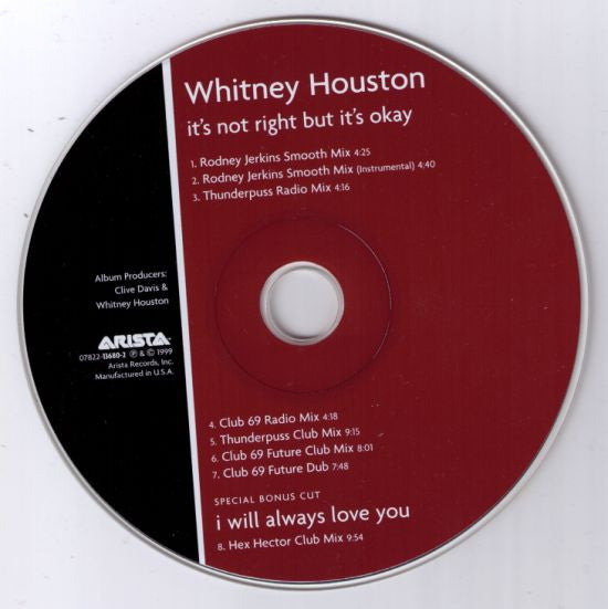 Whitney Houston - It's Not Right But It's Okay (CD) - Discogs image 3