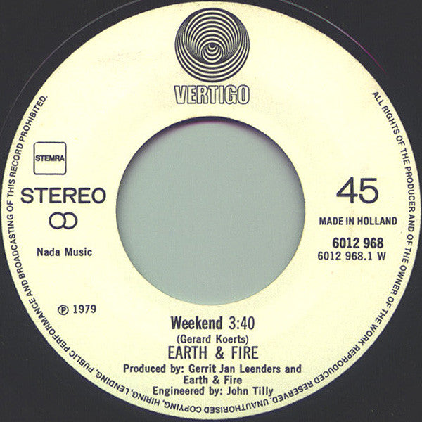 Earth And Fire - Weekend (7") - Discogs image 3