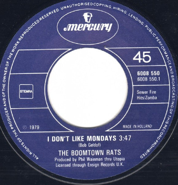 Boomtown Rats, The - I Don't Like Mondays (7") - Discogs image 3