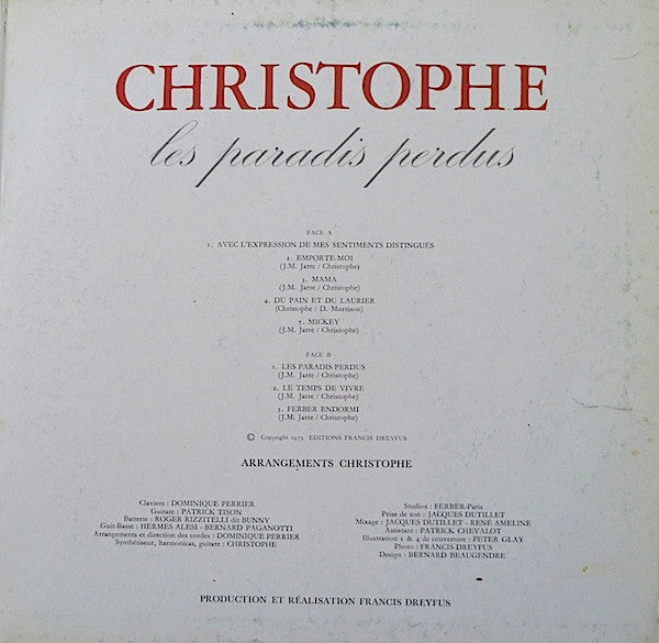 Christophe - Les Paradis Perdus (LP) - Discogs image 7