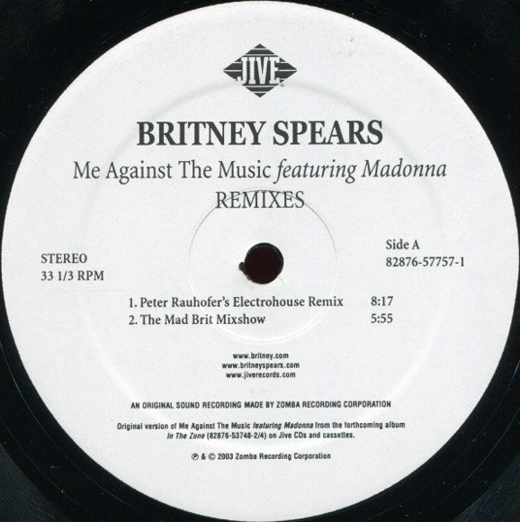 Britney Spears Featuring Madonna - Me Against The Music (Remixes) (2x12") - Discogs image 3