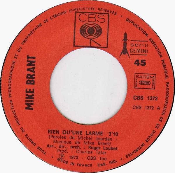 Mike Brant - Rien Qu'une Larme (7") - Discogs image 3
