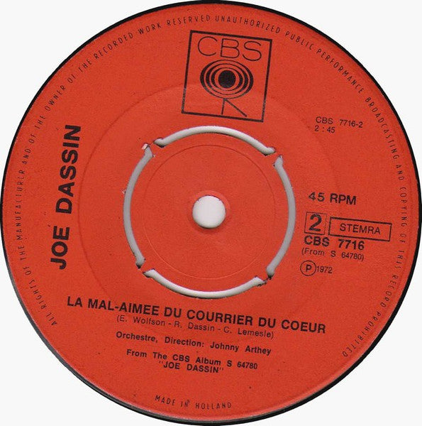 Joe Dassin - Elle Etait Oh! / La Mal-aimée Du Courrier Du Cœur (7") - Discogs image 4