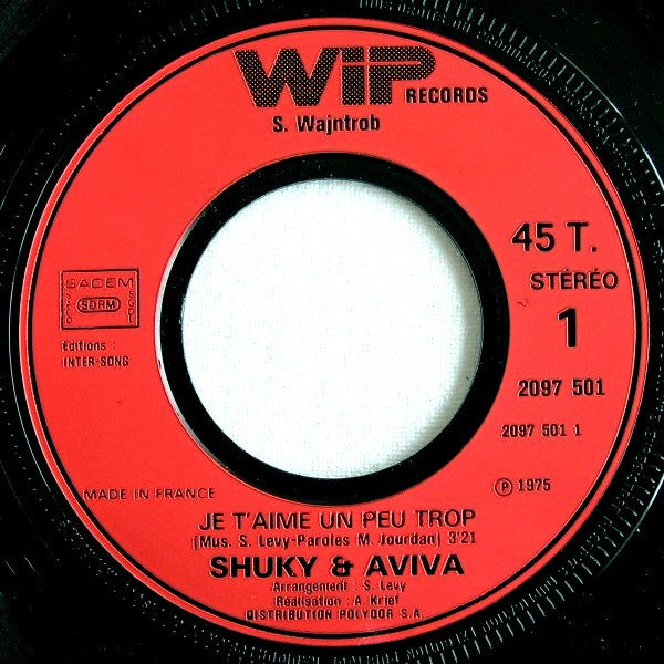 Shuky & Aviva - Je T'aime Un Peu Trop (7") - Discogs image 3