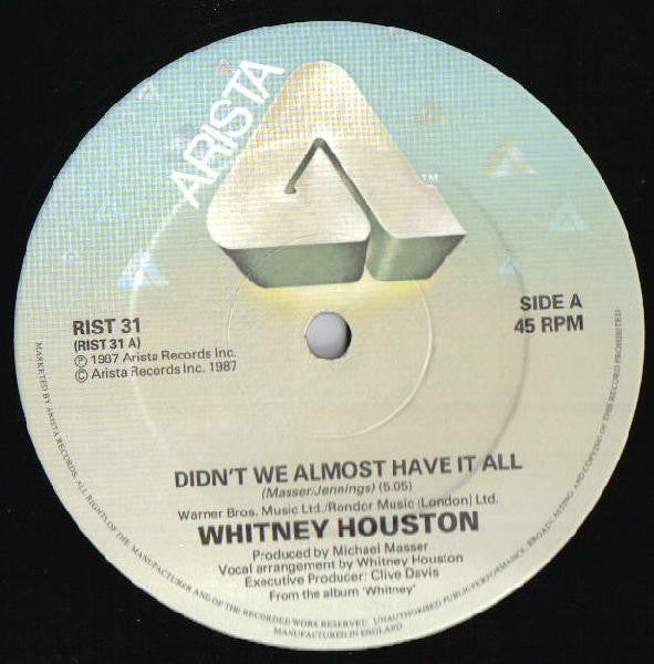 Whitney Houston - Didn't We Almost Have It All (12") - Discogs image 3