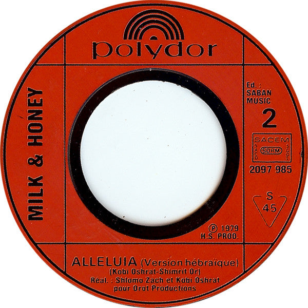 Milk And Honey - Alléluia (Version Française Originale) (7") - Discogs image 4