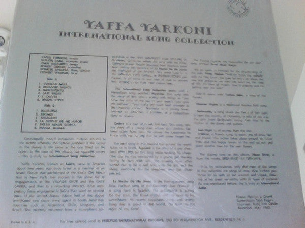Yaffa Yarkoni - International Song Collection (LP) - Discogs image 2