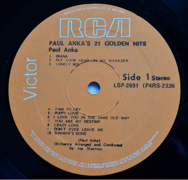 Paul Anka - Paul Anka's 21 Golden Hits (LP) - Discogs image 4