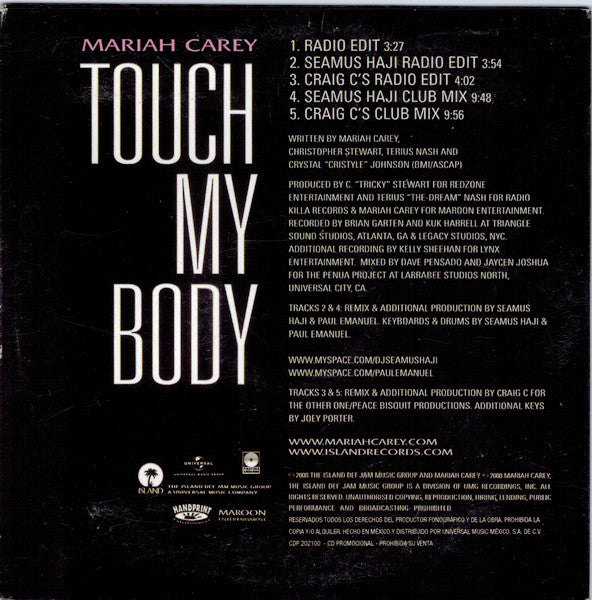Mariah Carey - Touch My Body (CD) - Discogs image 2