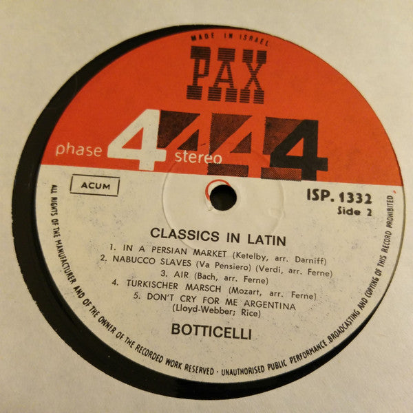Botticelli - Classics In Latin (LP) - Discogs image 3