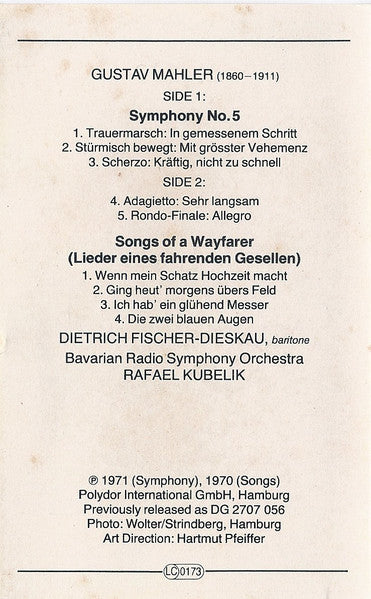 Gustav Mahler - Symphony No. 5 / Songs Of A Wayfarer (Cassette) - Discogs image 3