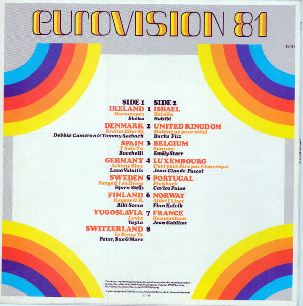 Various - Eurovision 81 (LP) - Discogs image 2