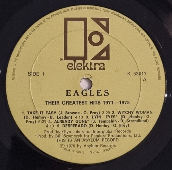 Eagles - Their Greatest Hits (1971-1975) (LP) - Discogs image 3