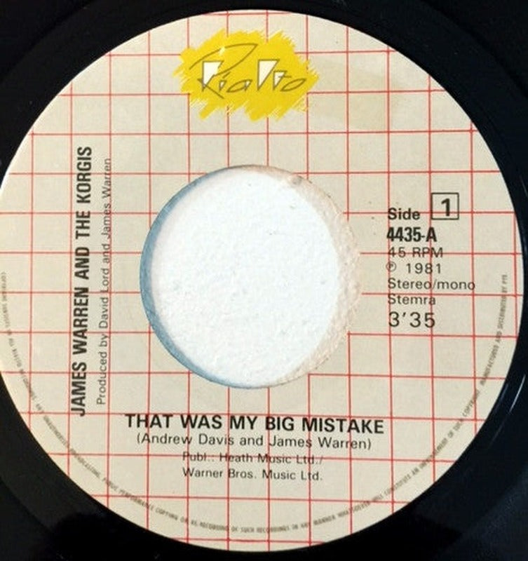 James Warren And Korgis, The - That Was My Big Mistake (7") - Discogs image 3