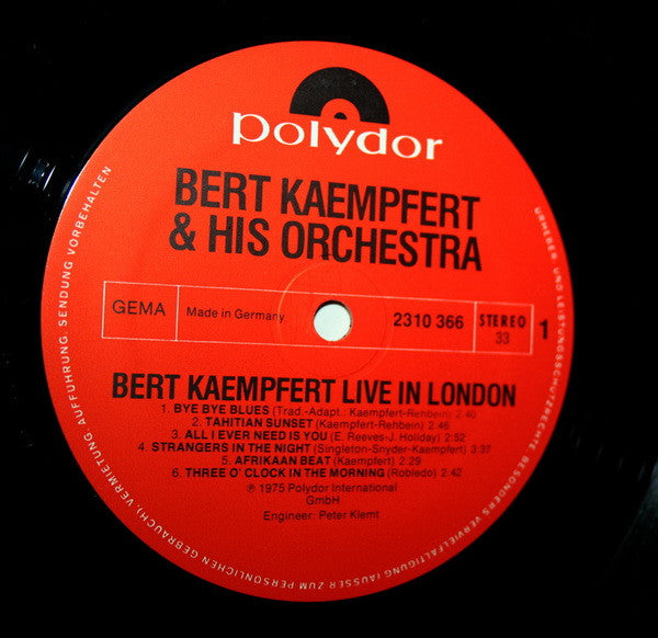 Bert Kaempfert - "Live In London" (LP) - Discogs image 3