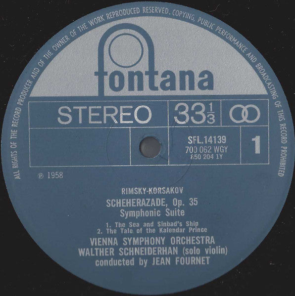 Nikolai Rimsky-Korsakov, Wiener Symphoniker, Jean Fournet - Scheherazade (LP) - Discogs image 3
