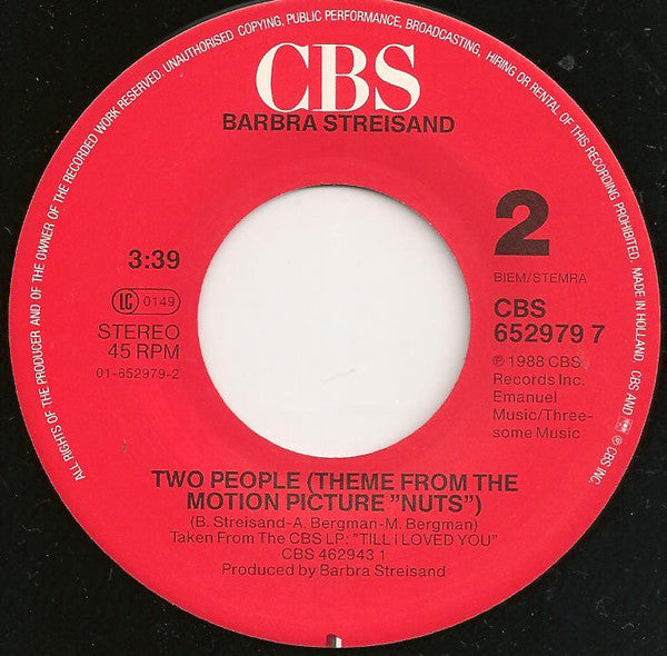 Barbra Streisand And Don Johnson - Till I Loved You (7") - Discogs image 4