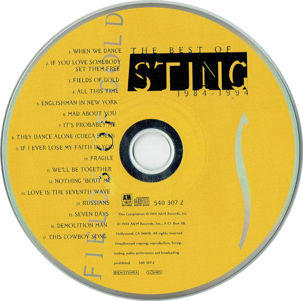 Sting - Fields Of Gold (The Best Of Sting 1984 - 1994) (CD) - Discogs image 3