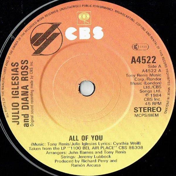 Diana Ross & Julio Iglesias - All Of You (7") - Discogs image 2