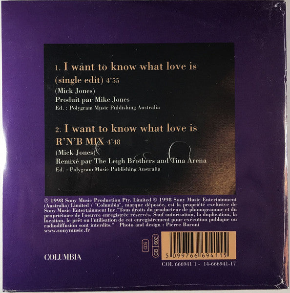 Tina Arena - I Want To Know What Love Is (CD) - Discogs image 2