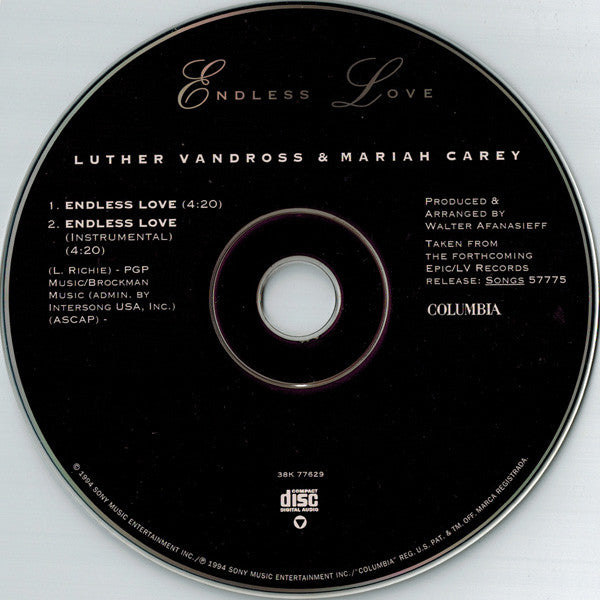 Luther Vandross & Mariah Carey - Endless Love (CD) - Discogs image 3