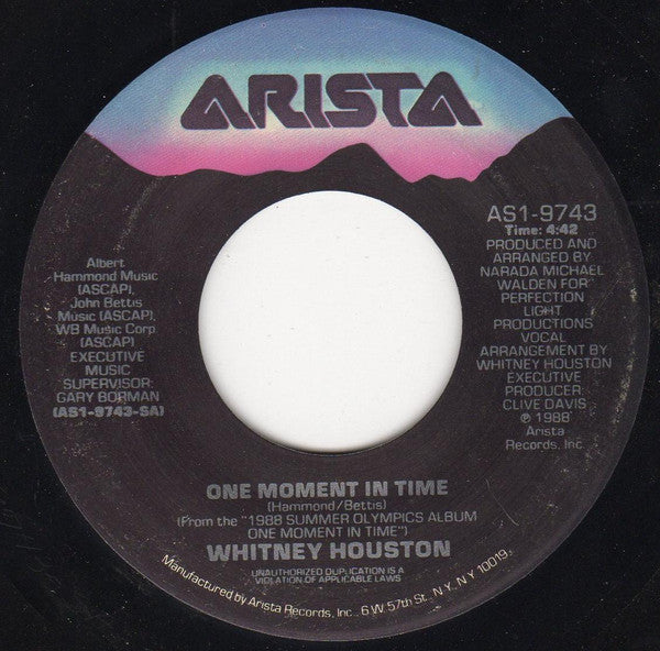 Whitney Houston - One Moment In Time (7") - Discogs image 3