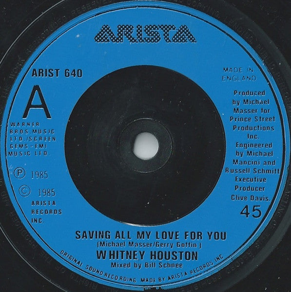 Whitney Houston - Saving All My Love For You (7") - Discogs image 3