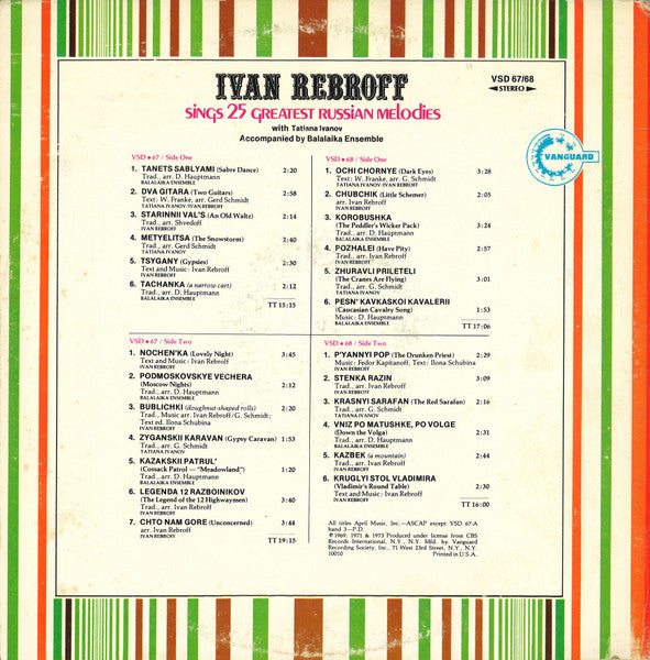 Ivan Rebroff - Ivan Rebroff Sings 25 Greatest Russian Melodies (2xLP) - Discogs image 4