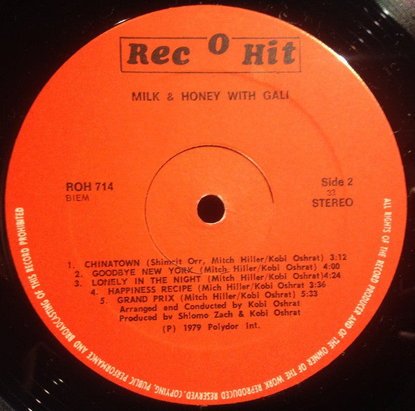 Milk And Honey With Gali Atari - Milk & Honey With Gali (LP) - Discogs image 4