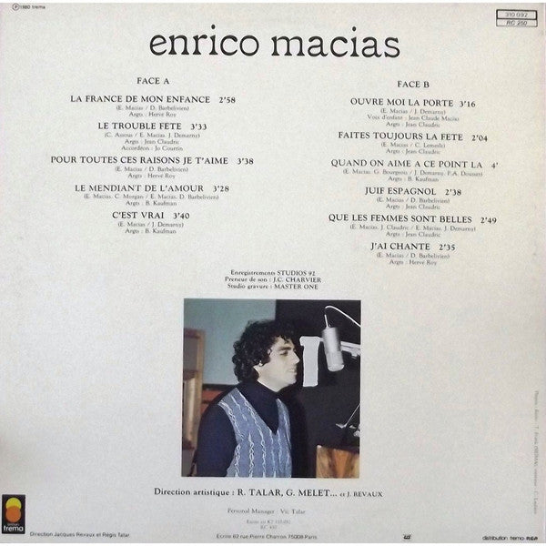 Enrico Macias - Enrico Macias (LP) - Discogs image 2