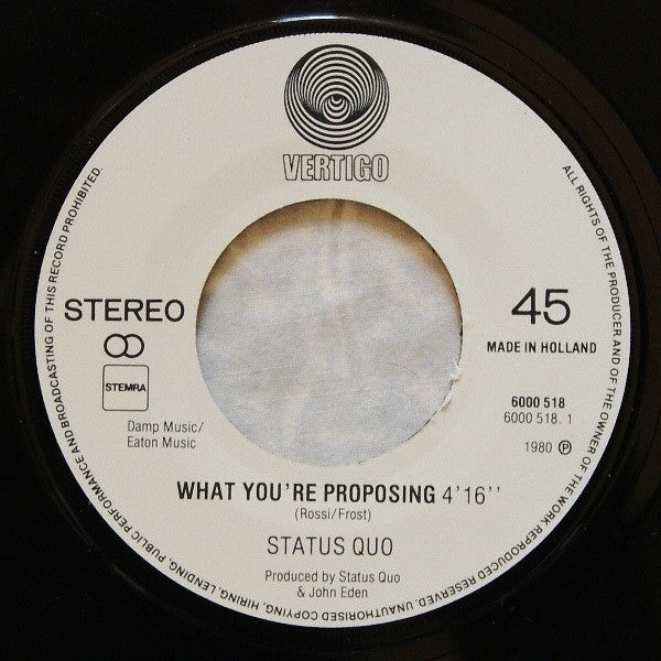 Status Quo - What You're Proposing (7") - Discogs image 3