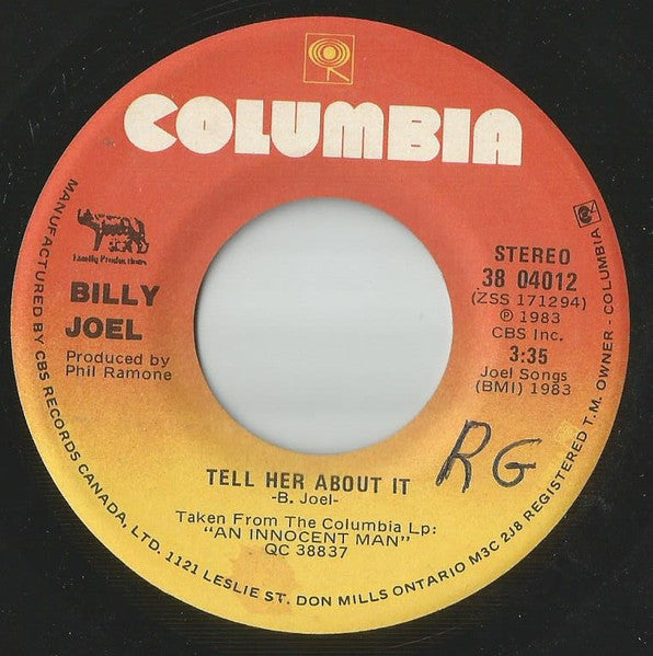 Billy Joel - Tell Her About It (7") - Discogs image 3