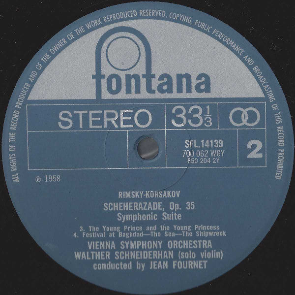 Nikolai Rimsky-Korsakov, Wiener Symphoniker, Jean Fournet - Scheherazade (LP) - Discogs image 4
