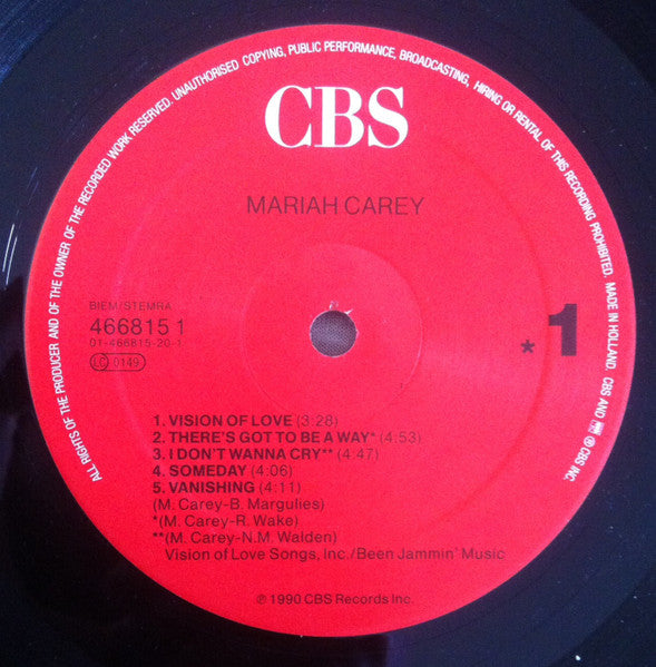 Mariah Carey - Mariah Carey (LP) - Discogs image 4
