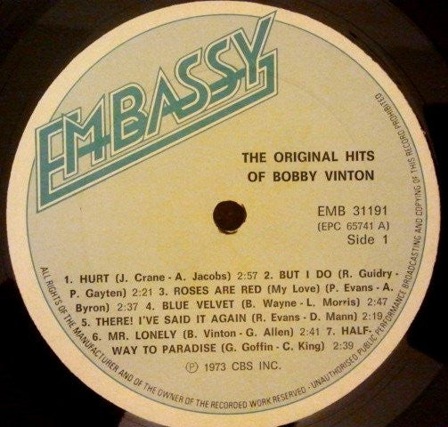 Bobby Vinton - The Original Hits Of Bobby Vinton (LP) - Discogs image 4