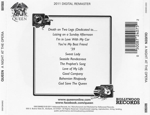 Queen - A Night At The Opera (CD) - Discogs image 2