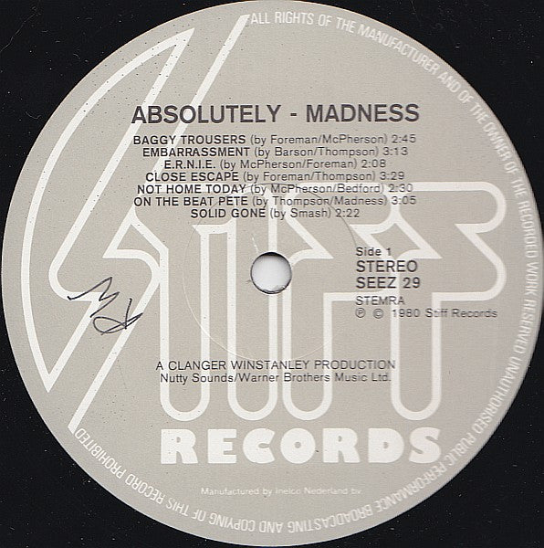 Madness - Absolutely (LP) - Discogs image 3