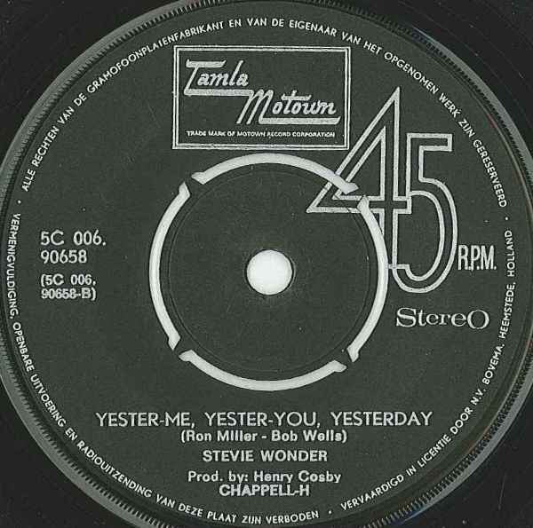 Stevie Wonder - Yester-Me, Yester-You, Yesterday (7") - Discogs image 3