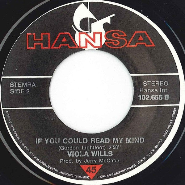 Viola Wills - If You Could Read My Mind (Special U.S. Disco-Mix) (7") - Discogs image 4