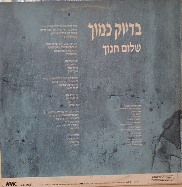 Shalom Hanoch - בדיוק כמוך (12") - Discogs image 2