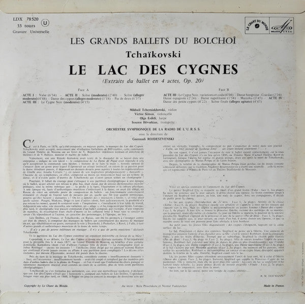 Pyotr Ilyich Tchaikovsky - Gennadi Rozhdestvensky - Le Lac Des Cygnes (LP) - Discogs image 2