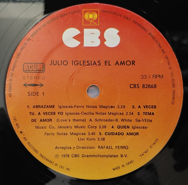 Julio Iglesias - El Amor (LP) - Discogs image 3