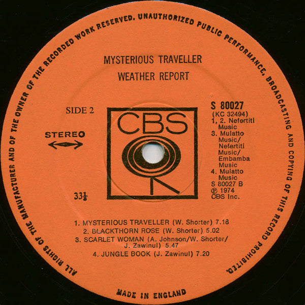 Weather Report - Mysterious Traveller (LP) - Discogs image 5