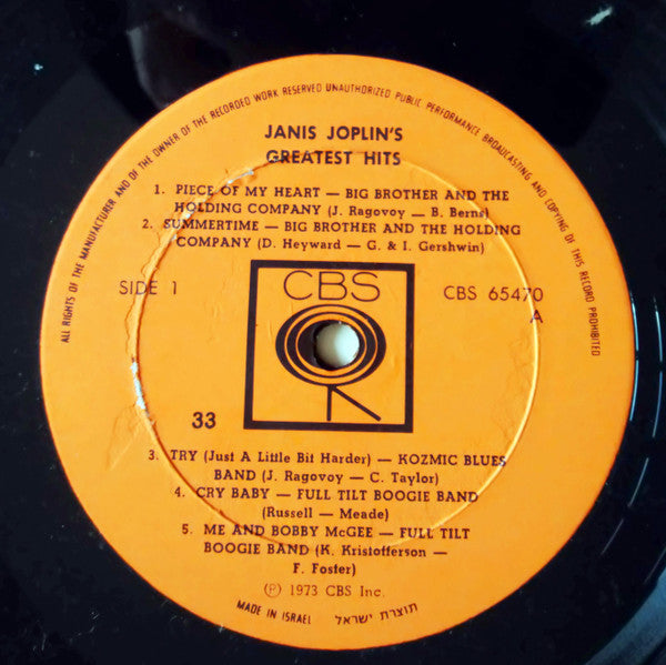 Janis Joplin - Janis Joplin's Greatest Hits (LP) - Discogs image 5